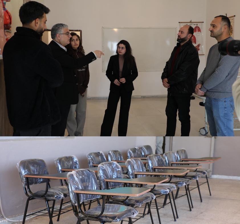 مقاعد دراسية من مؤسسة سعيد وسعدى فخري الانمائية لمدرسة شهداء الزرارية وصير الغربية الفنية