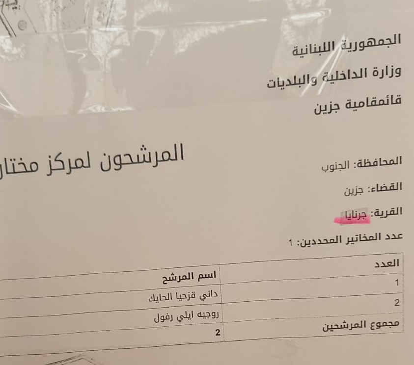 فوز البلدية بالتزكية في جرنايا ومعركة اختيارية بين الحايك ورفول