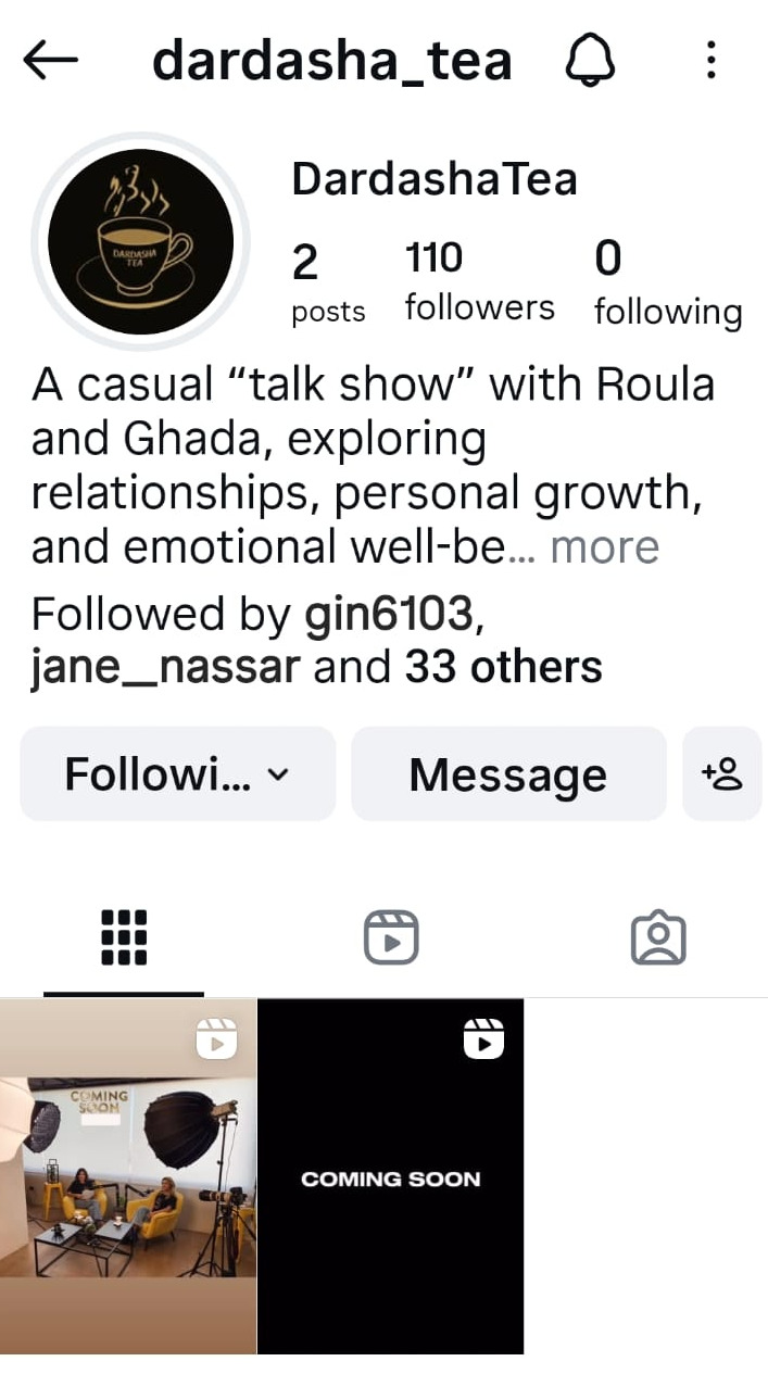 رولا نصار وغادة واكد رح يتشاركوا معكم مواضيعكم عبر انستغرام بـdardasha_tea