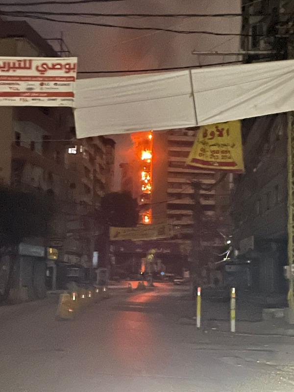 غارة على الضاحية في بئر العبد مبنى البنك الفرنسي